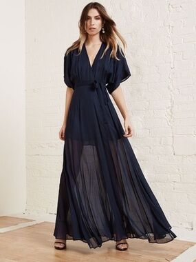 Reformation "Winslow" Wrap Dress in Navy, XS